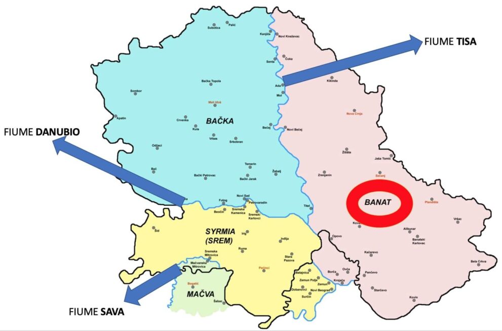 Aree della Vojvodina in Serbia